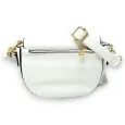 White shoulder bag with chic gold clasp