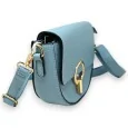 Sac bandoulière bleu jeans fermoir doré chic