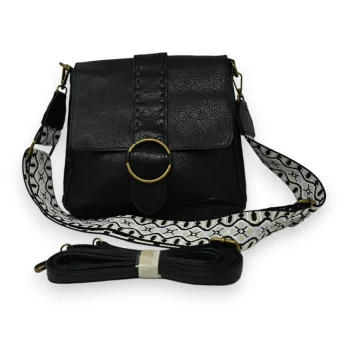 Black shoulder bag with jewel clasp
