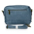 Blue jeans rectangle shoulder bag with multiple pockets