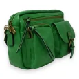 Bolso bandolera rectángulo verde Brasil multi bolsillos