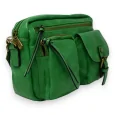 Green Brazil rectangle shoulder bag with multiple pockets