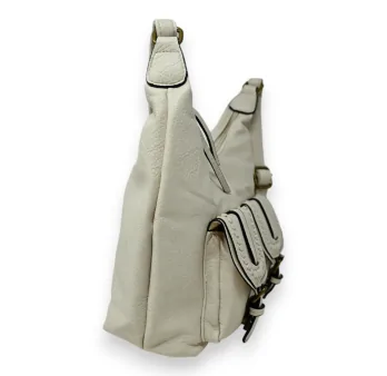 Beige double pocket shoulder bag