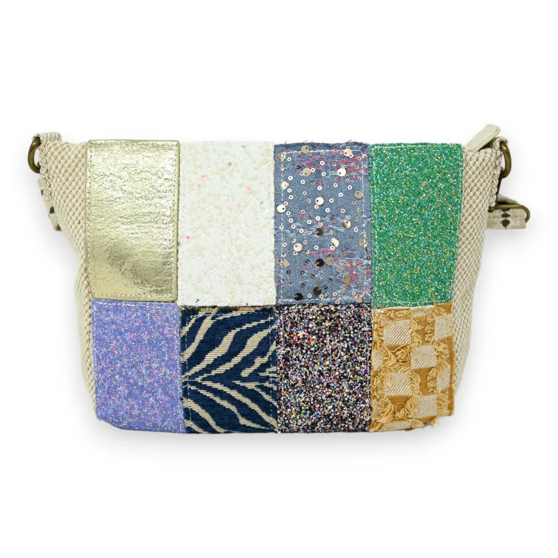 Sac bandoulière tissu patchwork multicolore