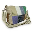 Borsa a tracolla in tessuto patchwork multicolore