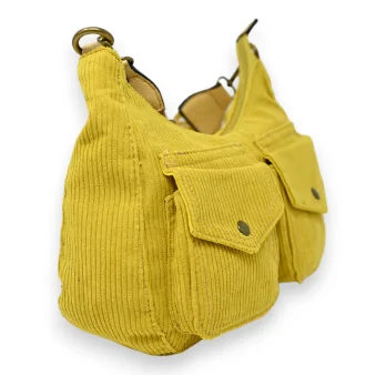 Mustard velvet shoulder bag