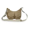 Samt Schultertasche in Taupe