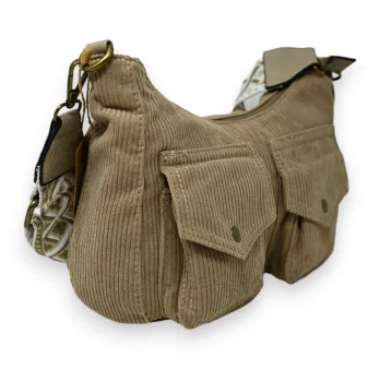 Taupe velvet shoulder bag