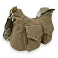 Taupe velvet shoulder bag