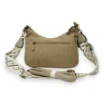 Samt Schultertasche in Taupe