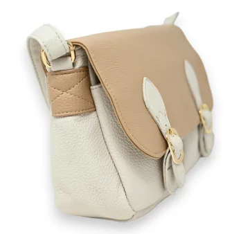Bi-color beige and taupe shoulder bag satchel