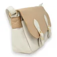 Sac cartable bandoulière bi colore beige et taupe