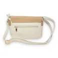 Bi-color beige and taupe shoulder bag satchel