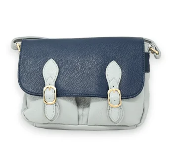 Two-tone shoulder bag briefcase in jeans blue and navy blue