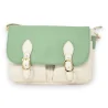 Bolso de bandolera estilo maletín bicolor beige y verde