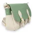 Bolso de bandolera estilo maletín bicolor beige y verde