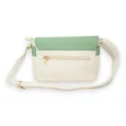 Bolso de bandolera estilo maletín bicolor beige y verde