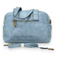 Bolso de mano sintético redondeado azul jeans