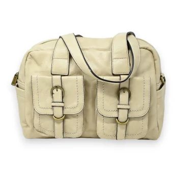 Bolso de Mano con Doble Bolsillo Beige Estilo Vintage