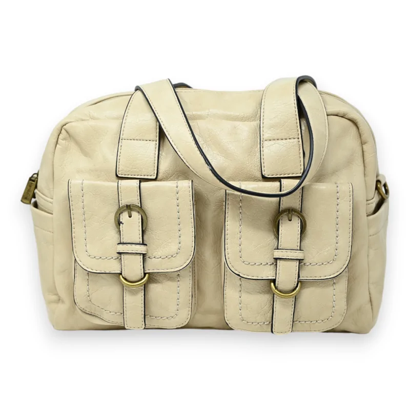 Bolso de mano sintético redondeado beige