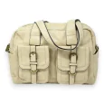 Bolso de Mano con Doble Bolsillo Beige Estilo Vintage