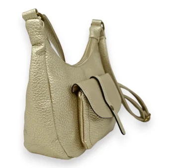 Golden banana-shaped shoulder bag