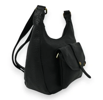 Black banana-shaped shoulder bag
