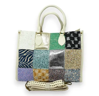 Borsa a Mano Patchwork Glitter Multicolore