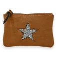 Soft shiny camel fabric purse star