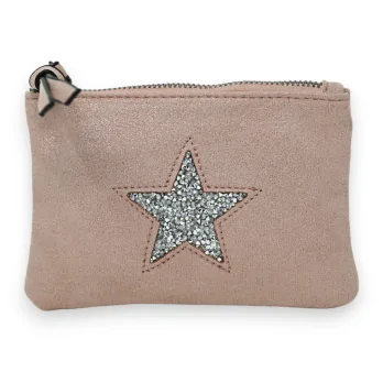 Soft shiny pink star fabric wallet