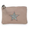 Cartera de tela suave brillante rosa estrella