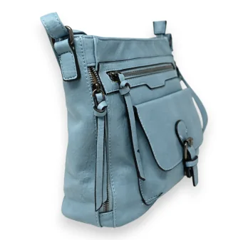 Sky blue crossbody bag with multiple pockets