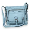 Bolso bandolera azul celeste con múltiples bolsillos