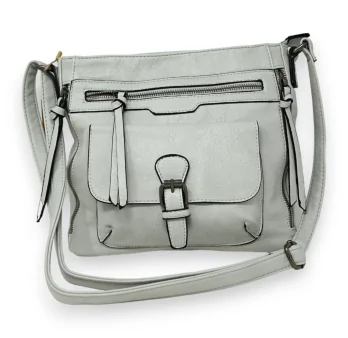 Pearl grey crossbody bag with multiple pockets