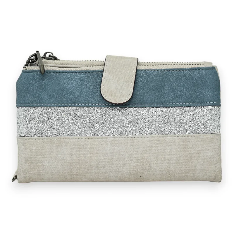 Blue jeans and silver companion wallet