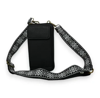 Black phone and wallet crossbody pouch