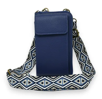 Pochette bandoulière téléphone et portefeuille bleu marine