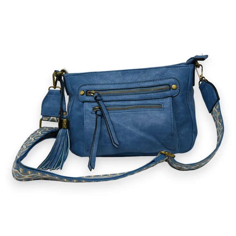 Sac bandoulière multi poches bleu jeans