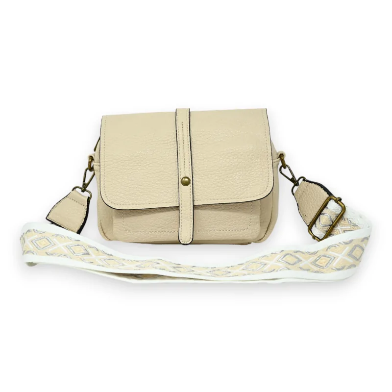 Beige compact shoulder bag