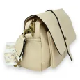 Beige compact shoulder bag