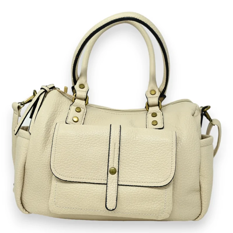 Elegante Beige Handtasche mit Mehreren Fächern