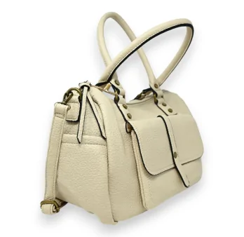 Beige synthetic handbag