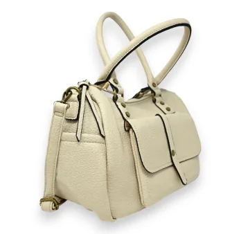 Elegante Beige Handtasche mit Mehreren Fächern