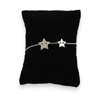 Pulsera de acero plateado con 2 estrellas