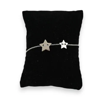 Silver steel bracelet with 2 stars