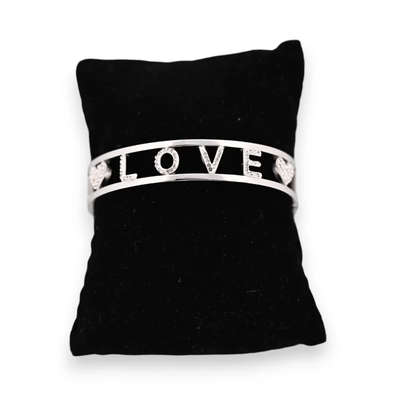 Pulsera de acero plateado rígida LOVE