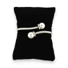 Silver-plated steel rigid cuff bracelet with beads and rhinestones