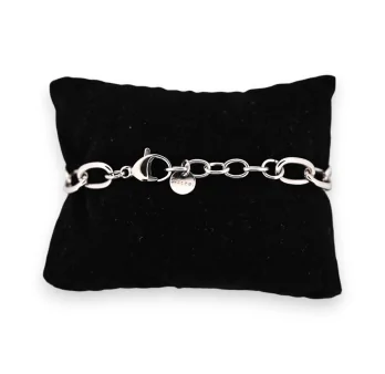Silver-plated snake chain steel bracelet with rhinestones