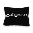 Silver-plated snake chain steel bracelet with rhinestones