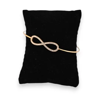 Golden steel bangle bracelet infinity symbol rhinestones